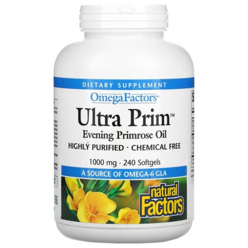 Natural Factors, OmegaFactors, Ultra Prim, 달맞이꽃오일, 1,000mg, 소프트젤 240정