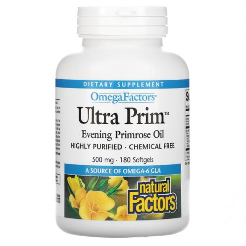 Natural Factors, OmegaFactors, Ultra Prim, 달맞이꽃 오일, 500mg, 소프트젤 180정