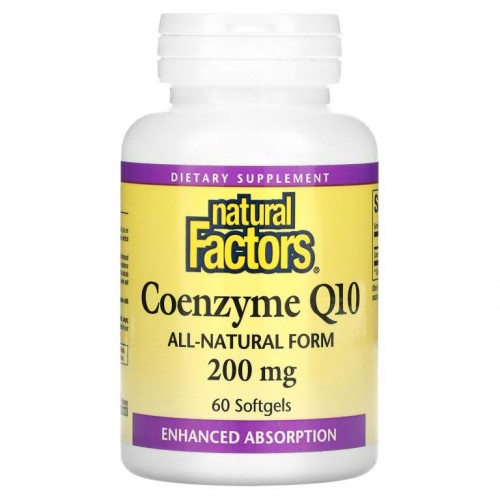 Natural Factors, 코엔자임 Q10, 200mg, 소프트젤 60정