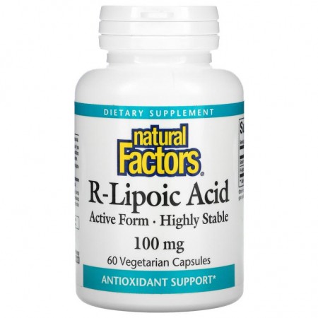 Natural Factors, R-리포산, 100mg, 베지 캡슐 60정