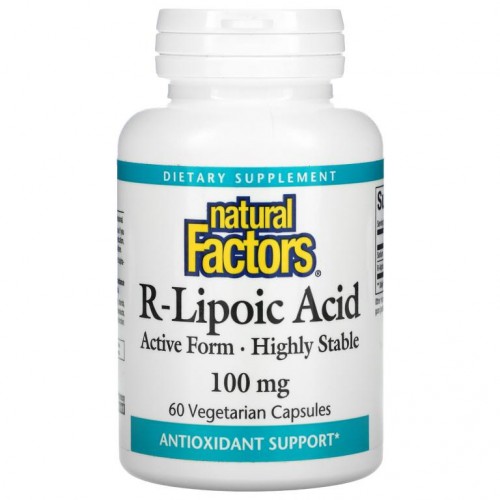 Natural Factors, R-리포산, 100mg, 베지 캡슐 60정