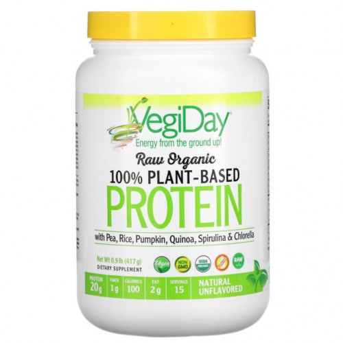 Natural Factors, Raw Organic 100% Plant-Based Protein, Natural Unflavored, 0.9 lb (417 g)