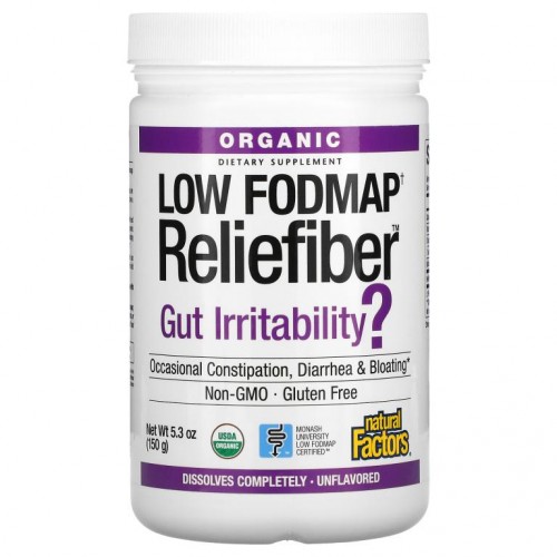 Natural Factors, 유기농 저 포드맵 Reliefiber, 무맛, 150g(5.3oz)