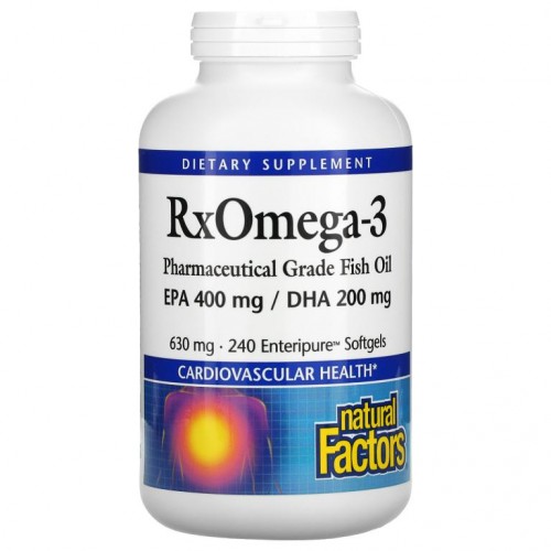 Natural Factors, Rx Omega-3 Factors, EPA 400mg/DHA 200mg, 소프트젤 240정