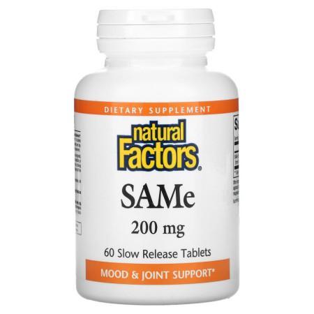 Natural Factors, SAMe, 200mg, 서방형 정제 60정