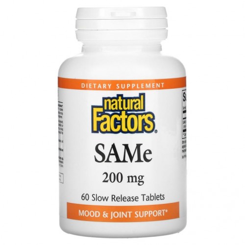 Natural Factors, SAMe, 200mg, 서방형 정제 60정