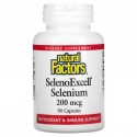 Natural Factors, SelenoExcell, 셀레늄, 200mcg, 캡슐 90정