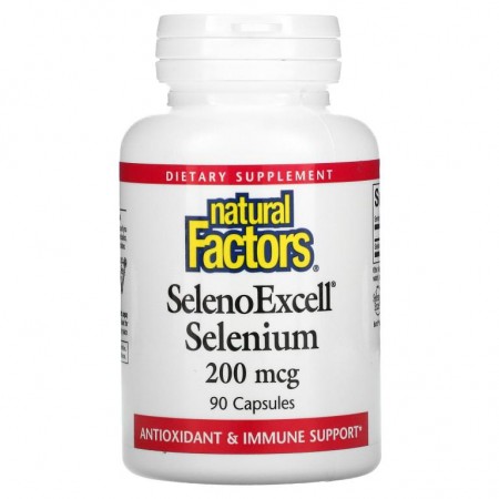 Natural Factors, SelenoExcell, 셀레늄, 200mcg, 캡슐 90정