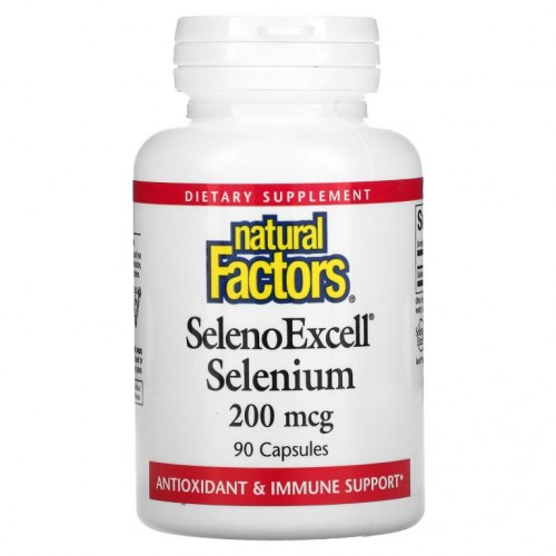 Natural Factors, SelenoExcell, 셀레늄, 200mcg, 캡슐 90정