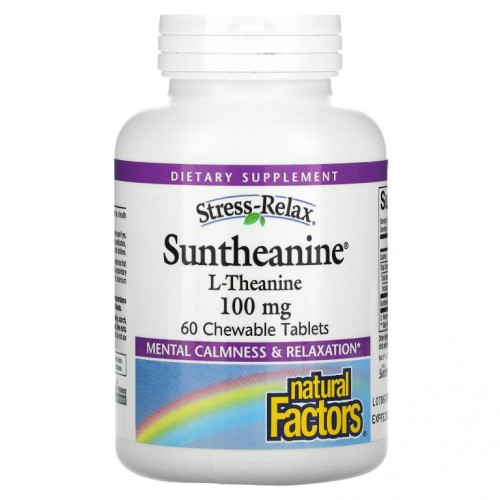Natural Factors, Stress-Relax, Suntheanine, L-테아닌, 100mg, 츄어블 60정
