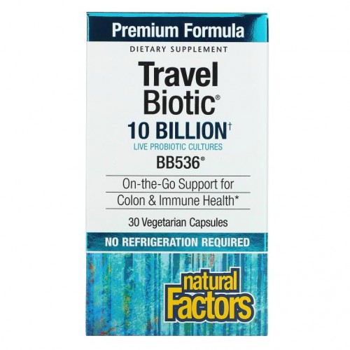Natural Factors, Travel Biotic, BB536, 10 Billion Active Cells, 30 Vegetarian Capsules