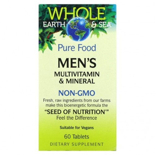 Natural Factors, Whole Earth & Sea, 남성용 종합비타민 & 미네랄, 60정