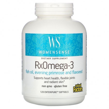 Natural Factors, WomenSense, RxOmega-3, Enteripure 소프트젤 120정