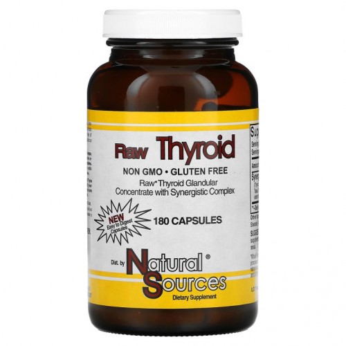 Natural Sources, Raw Thyroid, 캡슐 180개