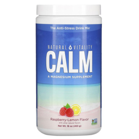 Natural Vitality, CALM, 스트레스 방지 드링크 믹스, 라즈베리 레몬 맛, 453g(16oz)