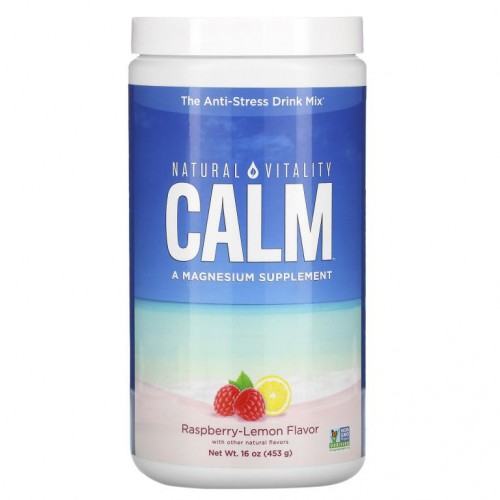 Natural Vitality, CALM, 스트레스 방지 드링크 믹스, 라즈베리 레몬 맛, 453g(16oz)