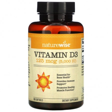 NatureWise, 비타민D3, 125mcg(5,000IU), 소프트젤 360정