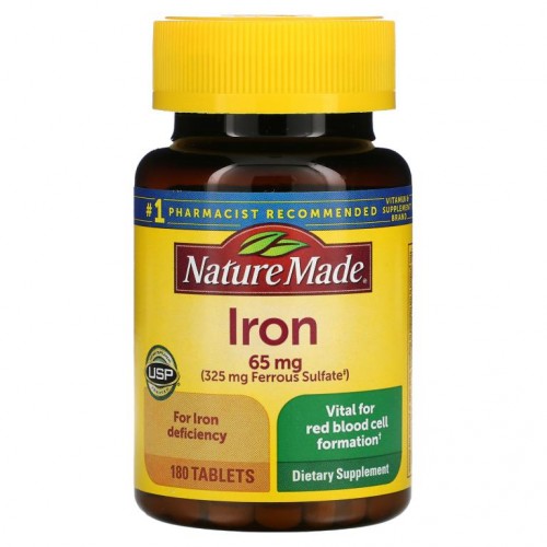 Nature Made, 철분, 65mg, 180정