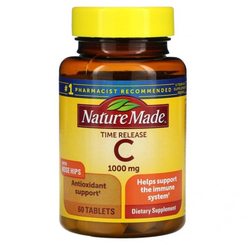 Nature Made, 로즈힙 함유 비타민C, 서방형, 1,000mg, 60정