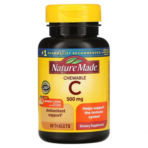 Nature Made, C 츄어블, 오렌지, 500mg, 60정