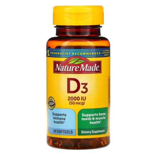 Nature Made, 비타민D3, 2,000IU(50mcg), 소프트젤 90정