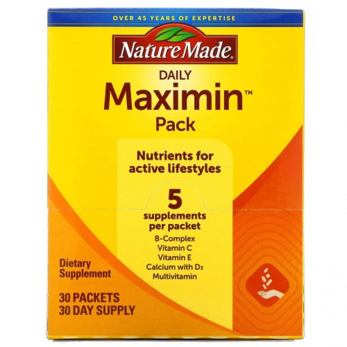 Nature Made, Daily Maximin Pack, 종합 비타민 및 미네랄, 패킷당 보조제 6개, 패킷 30개