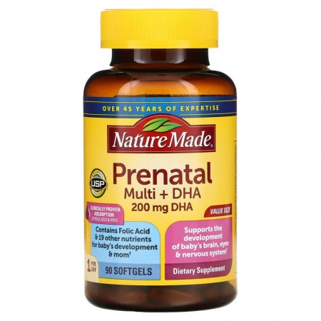 Nature Made, 프리나탈 멀티 (Prenatal Multi) + DHA, 90 소프트 젤