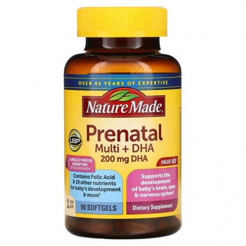 Nature Made, 프리나탈 멀티 (Prenatal Multi) + DHA, 90 소프트 젤