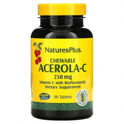 NaturesPlus, 츄어블 아세로라-C, 250mg, 90정