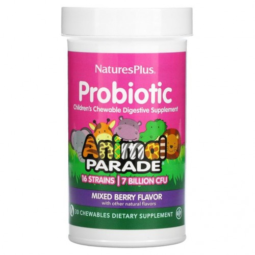 NaturesPlus, 프로바이오틱, 어린이용 츄어블 소화 보충제, 혼합 베리 맛, 츄어블 정 30정