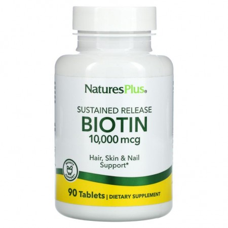 NaturesPlus, 비오틴, 서방형, 10,000mcg, 90정