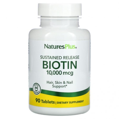 NaturesPlus, 비오틴, 서방형, 10,000mcg, 90정
