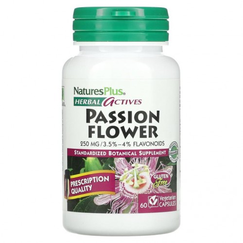 NaturesPlus, 허브 액티브, 패션 플라워, 250 mg, 60 베지캡