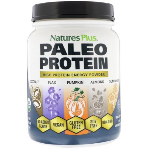 NaturesPlus, 팔레오 단백질 파우더, 무맛 & 무가당, 675g(1.49lbs)
