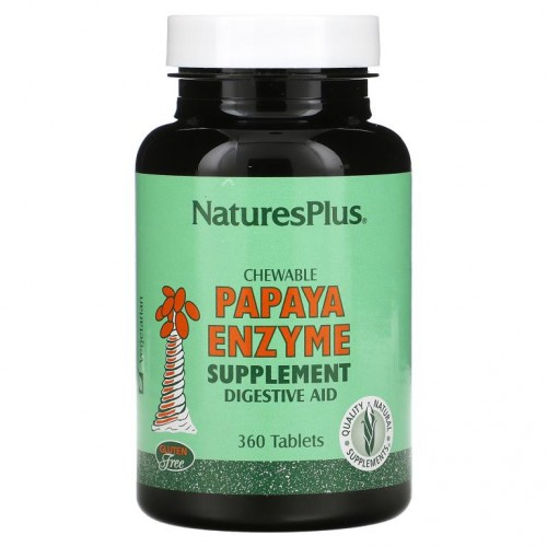 NaturesPlus, 츄어블 파파야 효소 보충제, 360정 알약