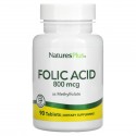 NaturesPlus, 엽산, 800 mcg, 90 태블릿