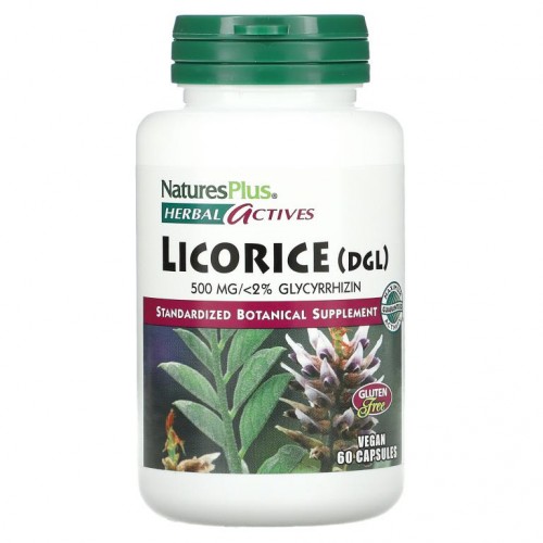 NaturesPlus, 허브 액티브, 리코리스 (DGL), 500 mg, 60개의 채소 캡슐