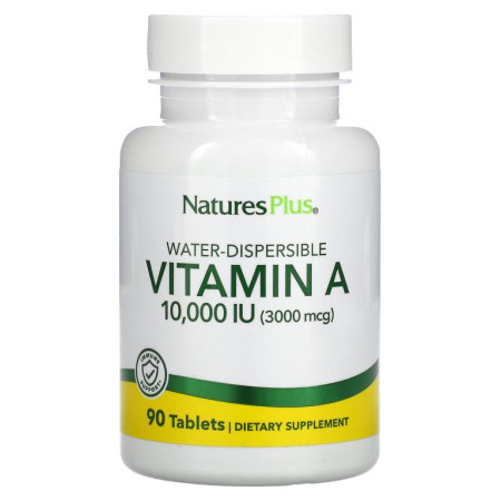 NaturesPlus, 수화 비타민A, 10,000IU(3,000mcg), 90정