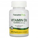 NaturesPlus, 비타민D3, 10,000IU(250mcg), 소프트젤 60정