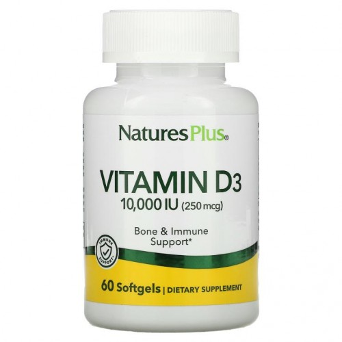 NaturesPlus, 비타민D3, 10,000IU(250mcg), 소프트젤 60정