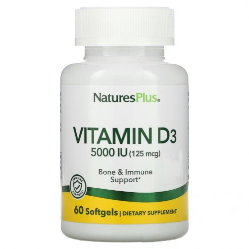 NaturesPlus, 비타민D3, 125mcg(5,000IU), 소프트젤 60정