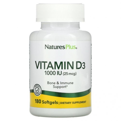 NaturesPlus, 비타민D3, 25mcg(1,000IU), 소프트젤 180정