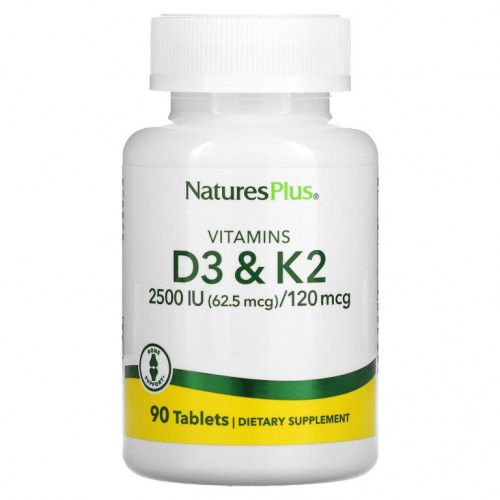 NaturesPlus, 비타민D3 & K2, 90정