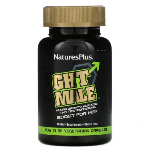 NaturesPlus, GHT 남성용, 남성용 성장 호르몬 및 테스토스테론 강화, 베지 캡슐 90정