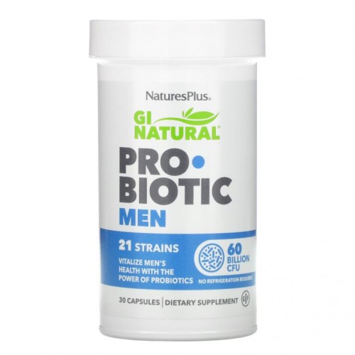 NaturesPlus, GI Natural Probiotic Men, 600억 CFU, 캡슐 30정