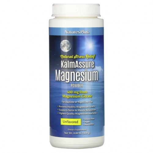 NaturesPlus, KalmAssure 마그네슘 분말, 무맛, 400mg, 360g(0.80lb)