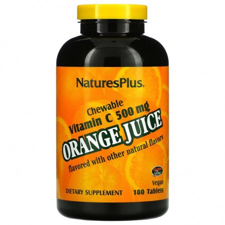 NaturesPlus, Orange Juice, Chewable Vitamin C, 500 mg, 180 Tablets