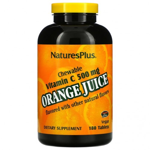 NaturesPlus, Orange Juice, Chewable Vitamin C, 500 mg, 180 Tablets