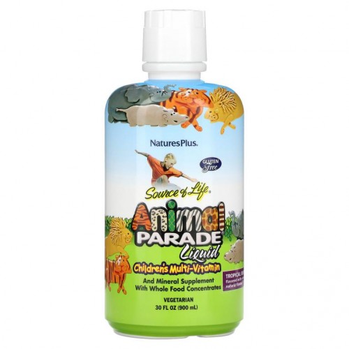NaturesPlus, Source of Life, 애니멀 퍼레이드 리퀴드, 어린이용 복합비타민, 천연 열대 베리맛, 30 액량 온스 (887.10 ml)