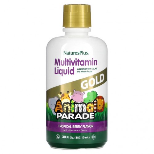 NaturesPlus, Source of Life, Animal Parade, 골드 리퀴드, 트로피컬 베리, 887.10ml(30fl oz)